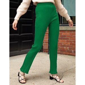 Simon Miller green ribbed high waisted cyrene alder cotton modal pant S M